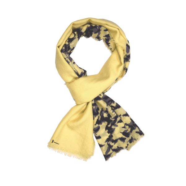 Scarf 100% Lamb Wool Houndstooth Yellow Black Swallow